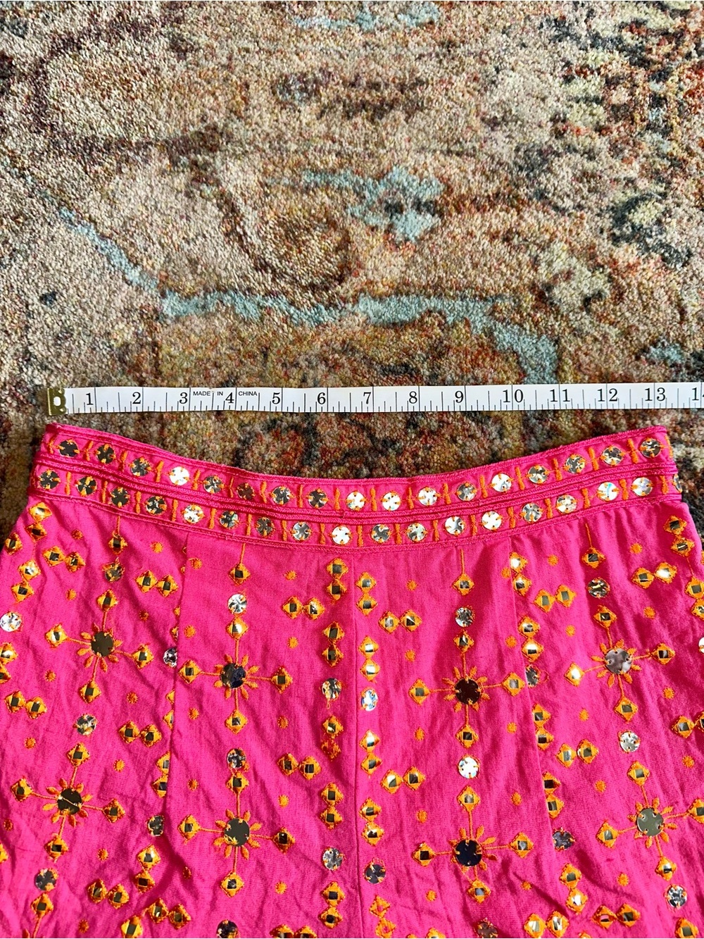 Zara Bright Pink Embellished Women’s Shorts with Silver Mirror Accents - Picture 3 of 8
